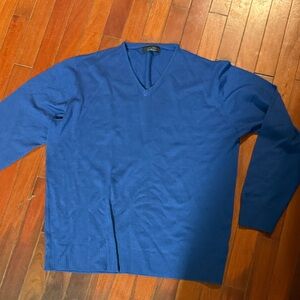 Zara Men's Royal Blue V-Neck Sweater